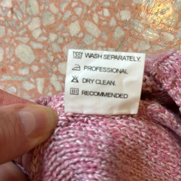 MISSLOOK Cardigan Sweater Pink/white marble knit Size-Small - Picture 10 of 10